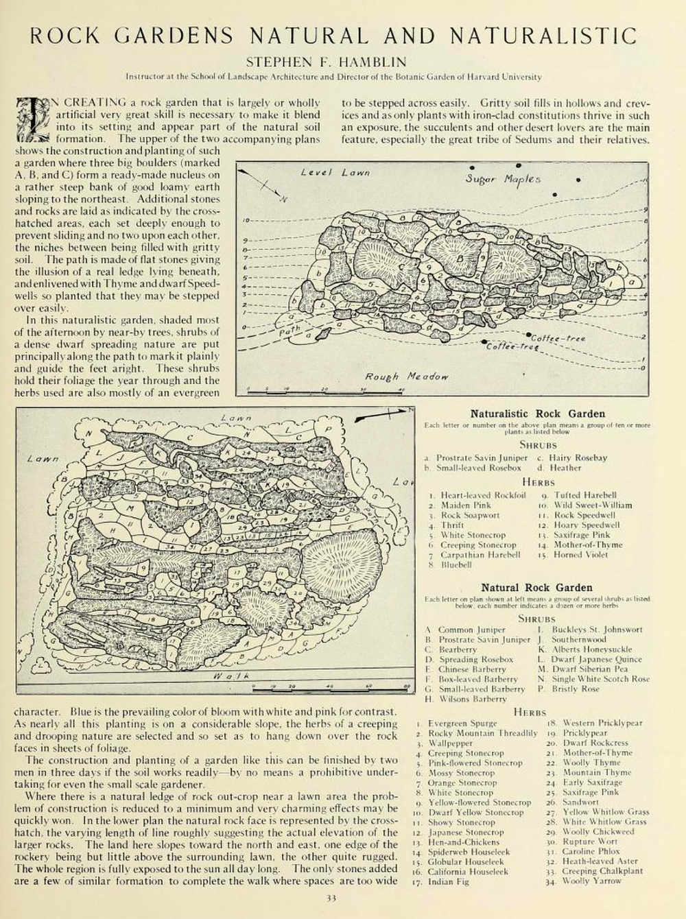 Vintage rock garden article, with diagrams