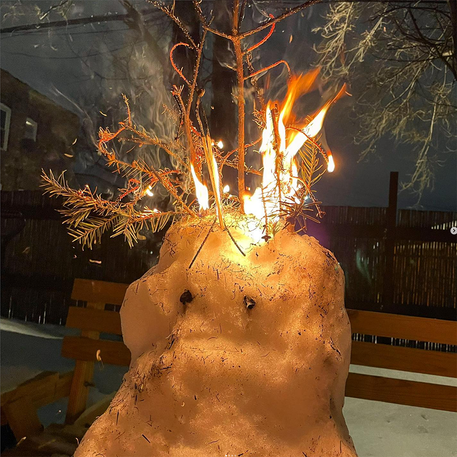 Burning snowman