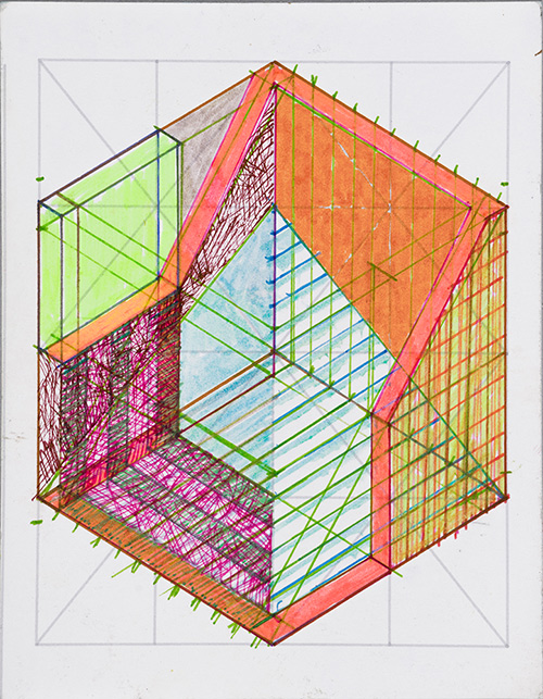 Tom Burtonwood drawing: A Cube is a Rectangle (009)